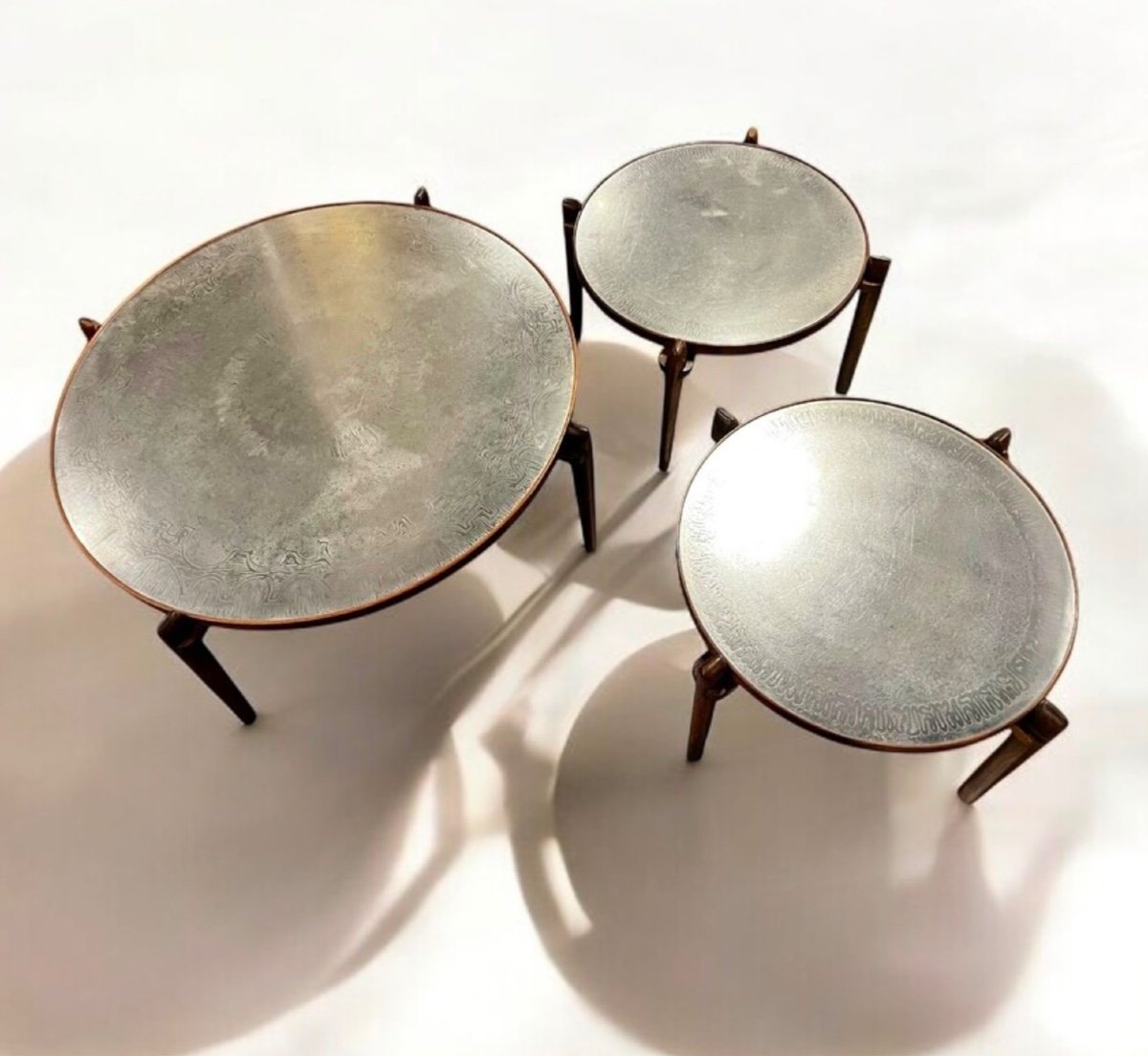 Heinz Lilienthal (1927-2006), Ensemble De Trois Tables De Salon Ca 1960-photo-2